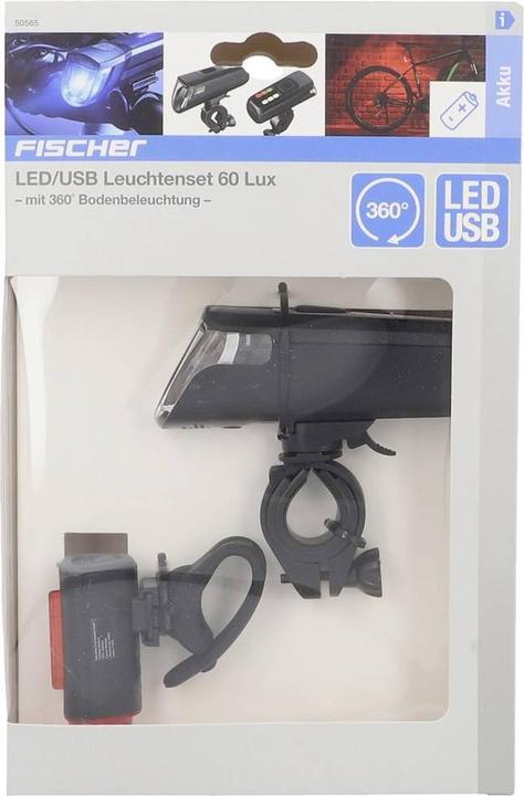 Produktbild Fischer Fahrradbeleuchtung Set TWIN-60/30/15 LED Schwarz (180 lm)