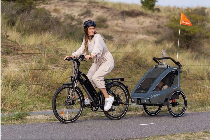 Actual product image Qeridoo Kinderfahrradanhänger Sportrex 2 Limited Edition Jeans Blue Kollektion 2023