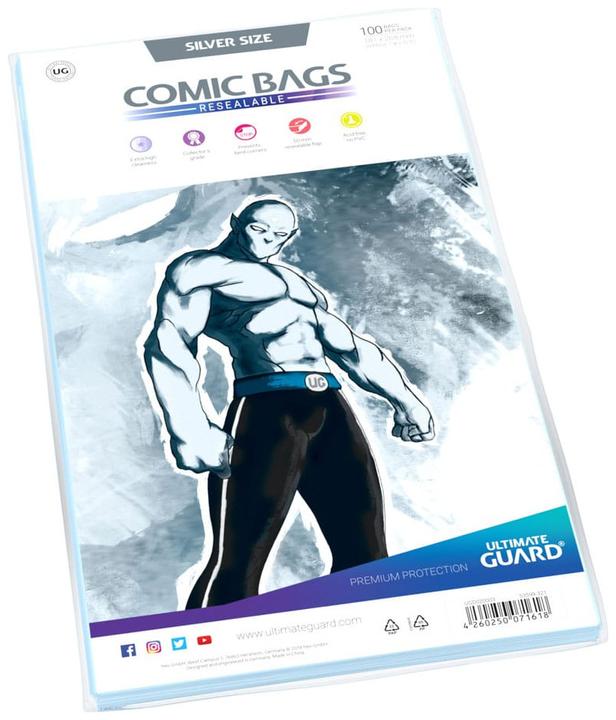 Immagine prodotto Ultimate Guard Sacchetti per fumetti richiudibili in formato argento (100)