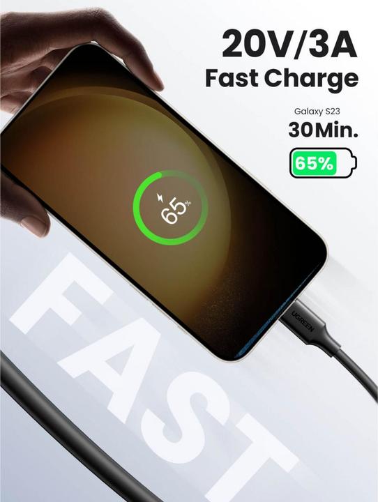 Image du produit Ugreen USB-C Power Delivery QC 3.0 20V 3A 60W (1 m, USB 2.0)