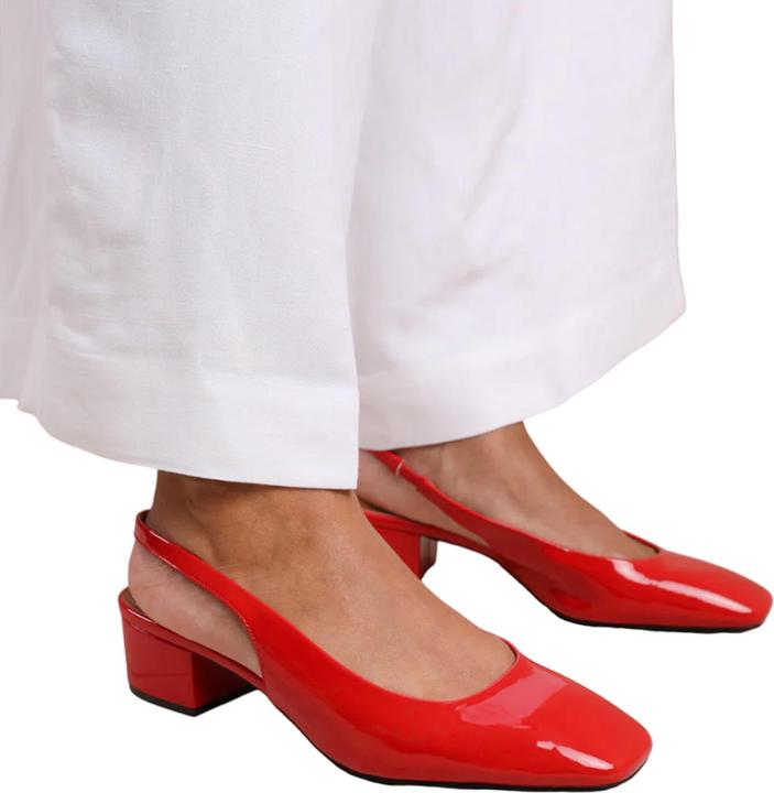 Actual product image Where's That From Womens/Ladies Michigan Patent Leather Sling Back Low Block Heel Sandals (37)