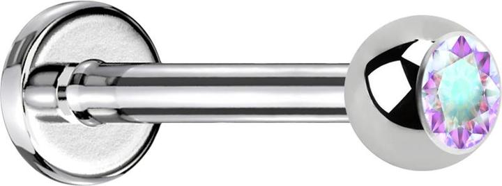 Image du produit Star Piercing Labret argenté avec cristal boule multicolore (Acier chirurgical 316L, sans laiton)