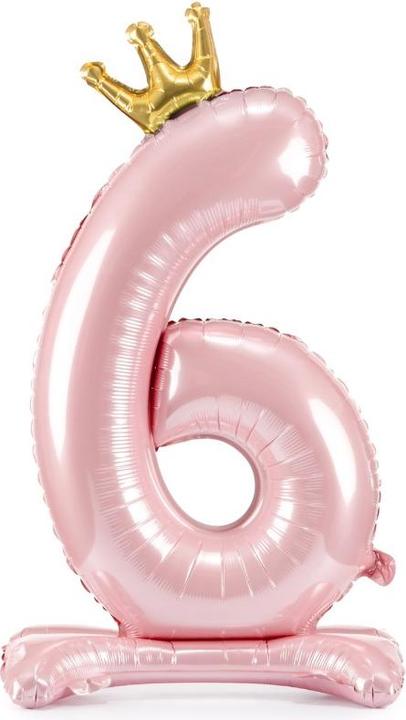 Partydeco Ballon Zahl 6 auf fuss - Rosa (1 x)