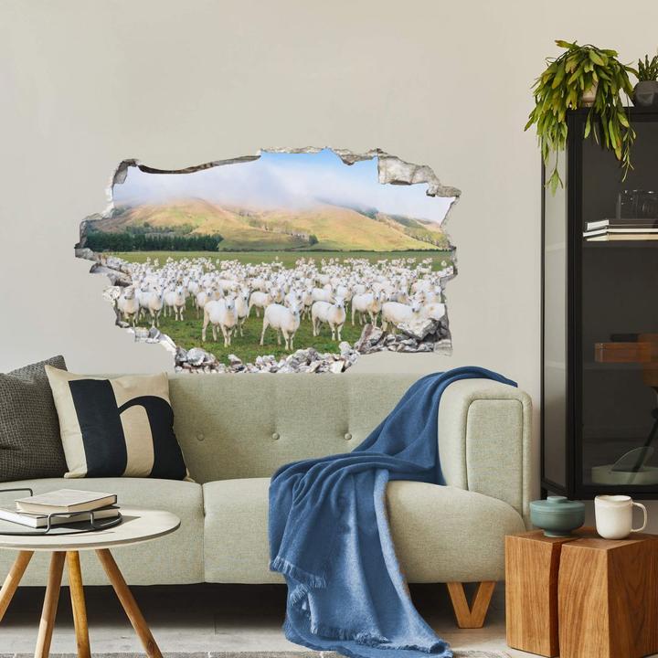 Actual product image Trenddeko 3D - flock of sheep in New Zealand (60 x 36 cm)
