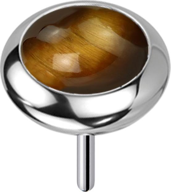 Star Piercing Threadless silber Scheibe abgerundet Tigerauge Stein (Mineralisch, ohne Messing, Titan G23)