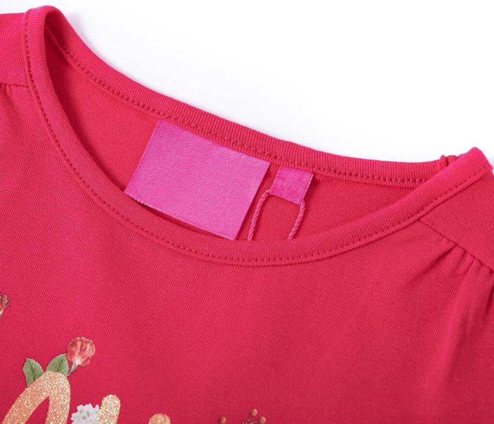 Image du produit VidaXL T-shirt manches longues enfant rose vif 128,Composition : 95% Coton (128)