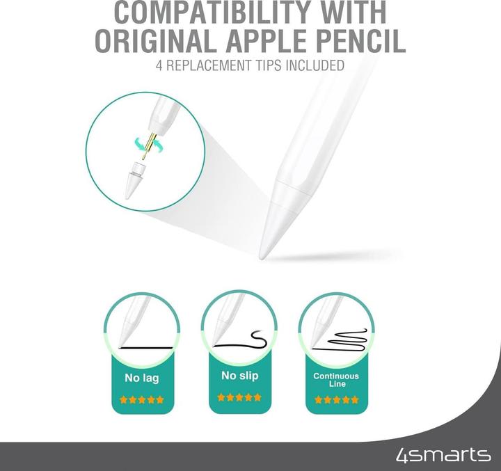 Image du produit 4smarts Pointes de rechange pour Apple Pencil (1ère génération / 2ème génération) 4 pcs. set