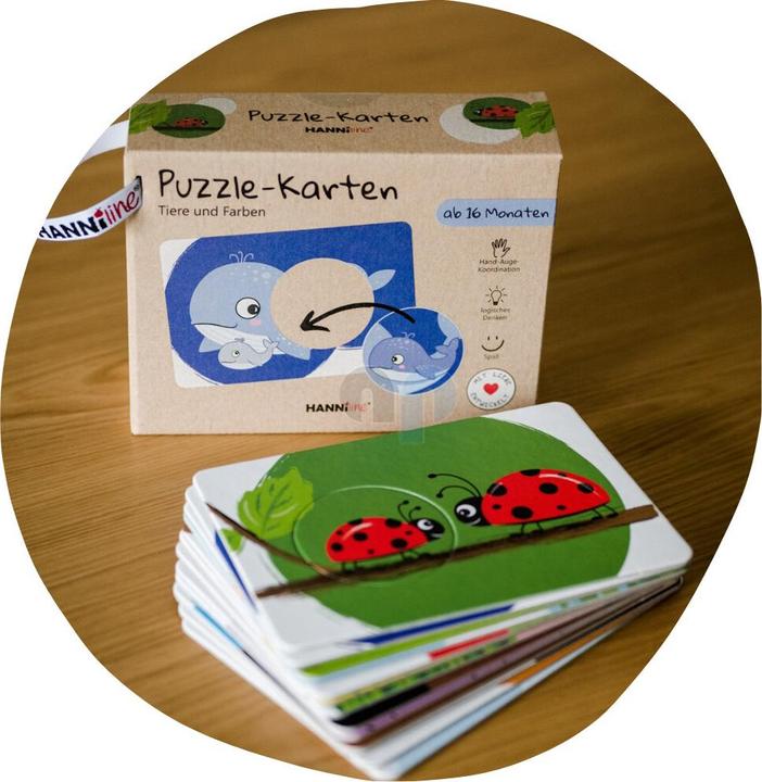 Produktbild Hanniline Puzzle-Karten - Tiere und Farben (13 beiseitig bedruckte Karten) ab 16 Monaten (13 Teile)