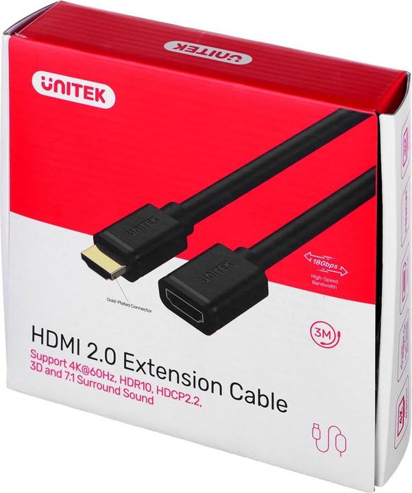 Actual product image Unitek Y-C166K Cable HDMI 4K 60Hz High Speed (3 m, HDMI)