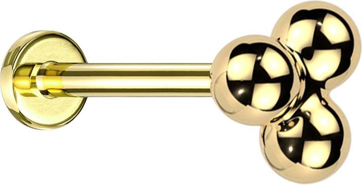 Produktbild Star Piercing Micro Threadless Labret vergoldet drei Kugeln (ohne Messing, Titan G23)