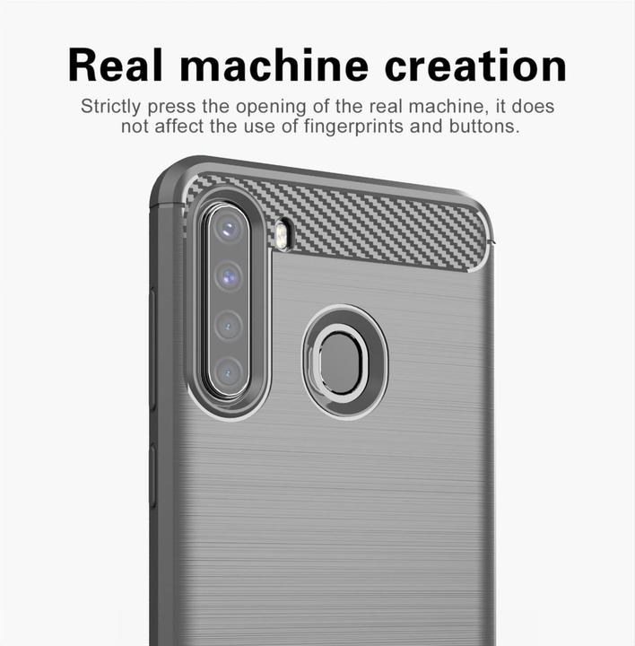 Immagine prodotto Cadorabo TPU Ultra sottile in acciaio inossidabile al carbonio Combi Cover (Samsung Galaxy A21)