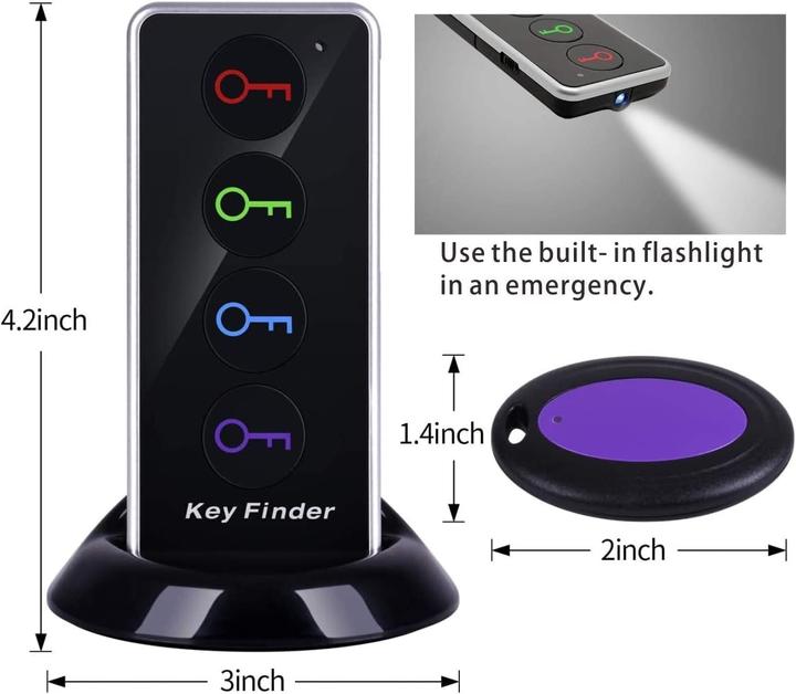 Immagine prodotto Reyke Schlüsselfinder-Set mit LED-Taschenlampe (4 Empfänger)