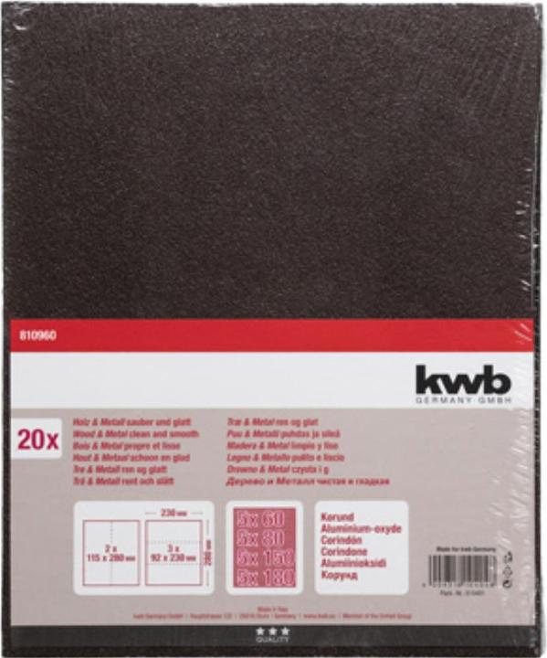 Immagine prodotto kwb Set di carta vetrata a mano grit (P60, P80, P20)