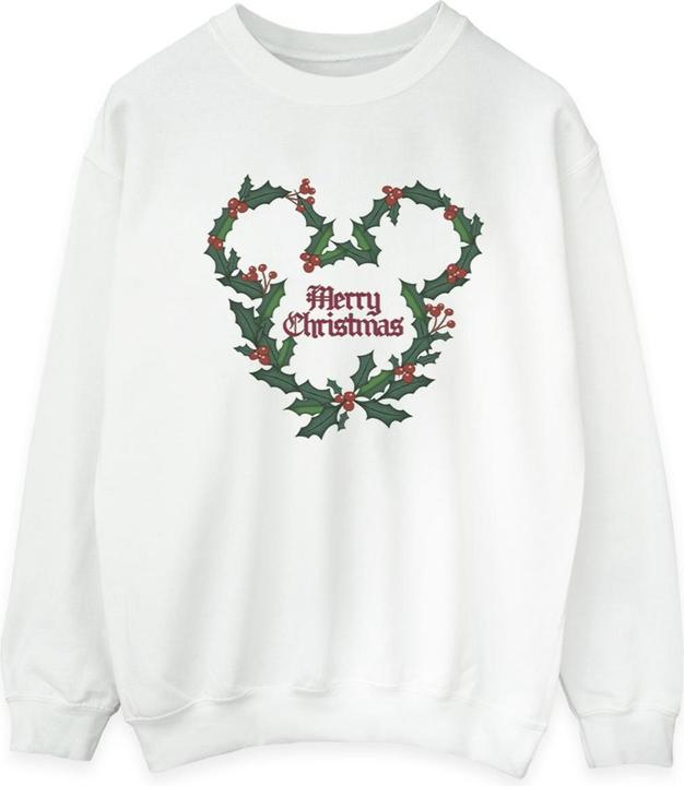 Disney Mickey Mouse Merry Christmas Holly Sweatshirt (L)