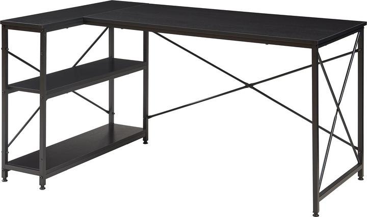 Immagine prodotto En.Casa Schreibtisch Raundsvalt mit 1 Regal L-förmig 137x88x75 cm Schwarz
