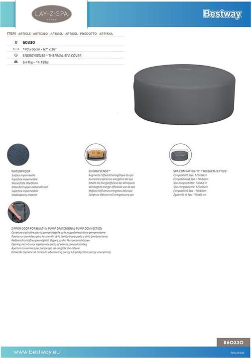 Produktbild Bestway Lay-Z-Spa Thermal Cover Round 170x66cm
