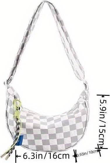 Actual product image Only-Bags.Store Chic plaid canvas crossbody bag - large capacity dumpling style with nylon lining & zip fastening