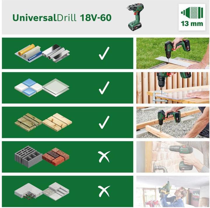 Produktbild Bosch Home & Garden UniversalDrill 18V-60 (Akkubetrieb)