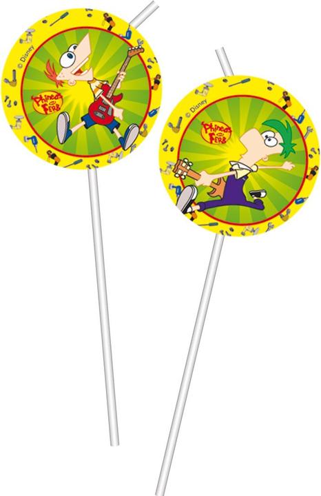 Actual product image Phineas And Ferb Logo Disposable Straws (Pack of 6) (6 x)