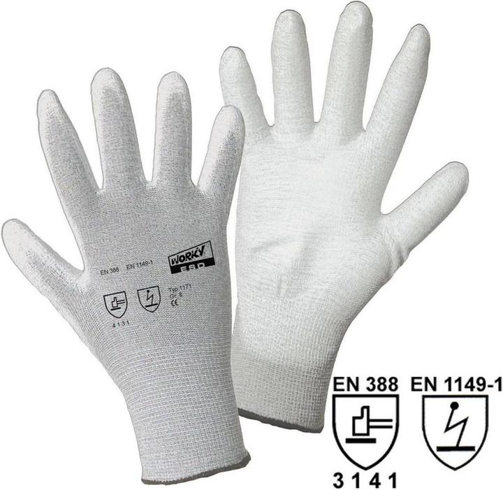 Actual product image Worky Fine knit glove ESD Nylon/PU (9)