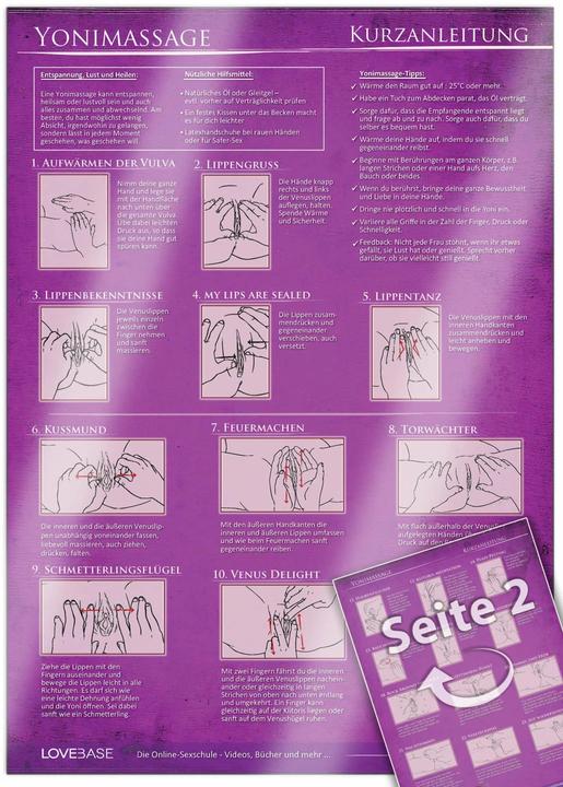 Image du produit Yoni-Massage Kurzanleitung (2020) - 23 Massage-Techniken für die Tantramassage und mehr Genuss (Allemand, Yella Cremer, 2015)