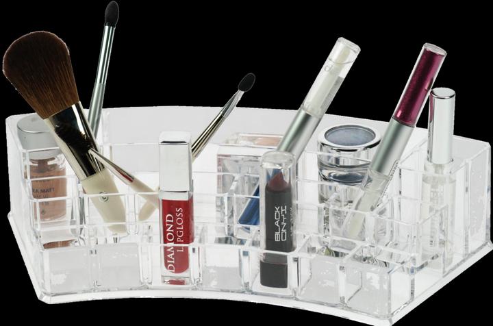 Produktbild Kosmetik-Organizer, Acryl, halbrund, leer, Masse: 28,2 x 11,9 cm, Höhe 6,5 cm