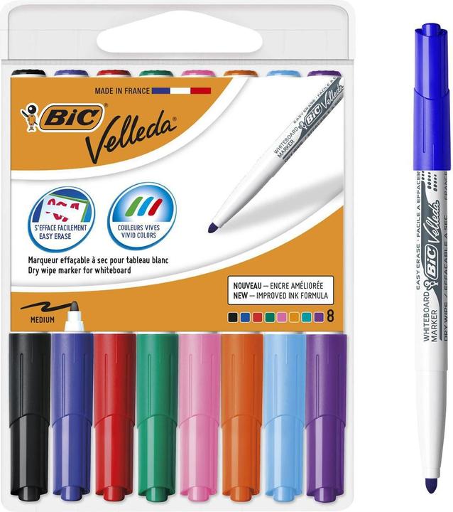 Bic Velleda Whiteboard Marker (Multicoloured, 1.40 mm, 8 x)