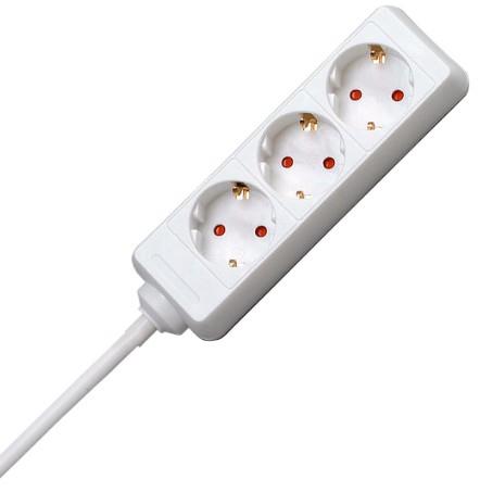 Produktbild Kopp 3-fach Steckdosenleiste, mit 45° gedrehten Töpfen, 5m Zuleitung H05VV-F3G1,5mm², 16A, 250V (3 x, CEE 7/3, 5 m)