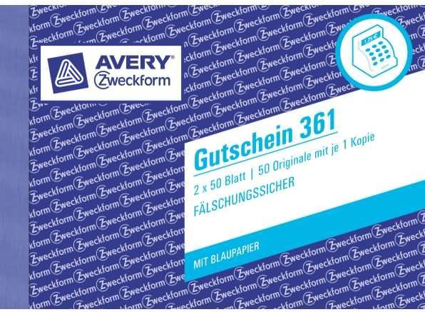 Actual product image Avery voucher (50 x)