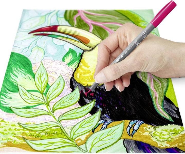 Actual product image Staedtler Fibre pen with brush tip (Basic Colours, 12 x)