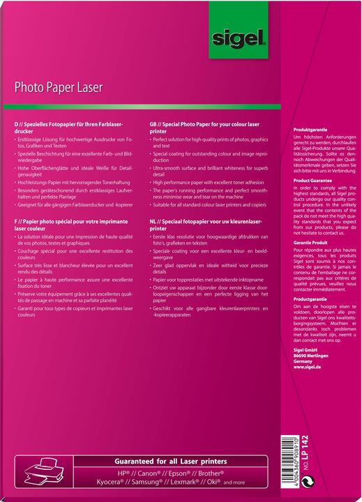 Actual product image Sigel Laser photo paper (170 g/m², A4, 100 x)