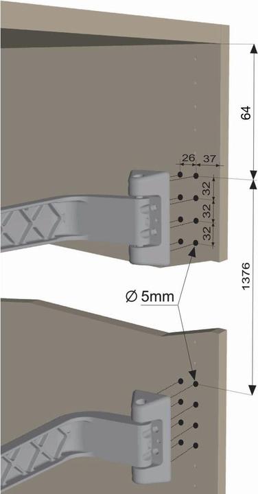 Actual product image Servetto Swing door fitting MOTION-V KB 1000 mm, die-cast aluminium, grey lacquered