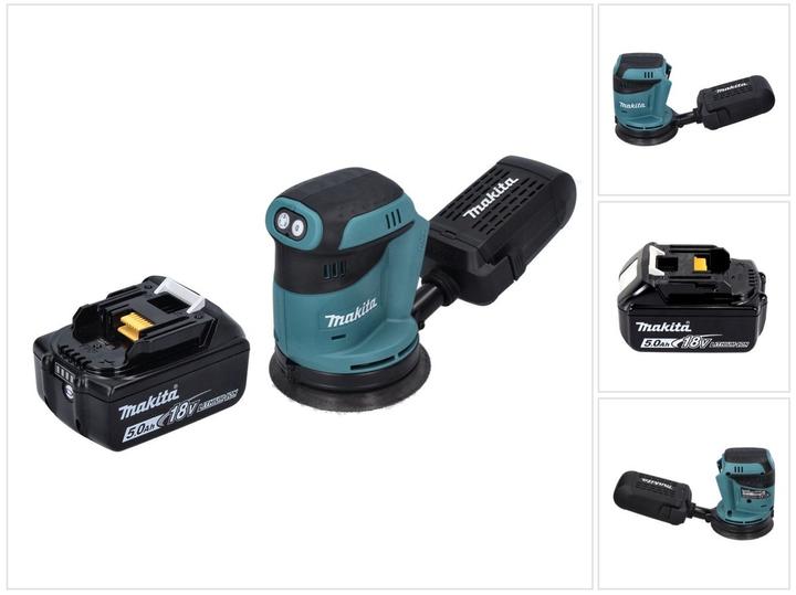 Produktbild Makita DBO 180 T1 Akku Exzenterschleifer 18 V 125 mm + 1x Akku 5,0 Ah - ohne Ladegerät (Exzenterschleifer)