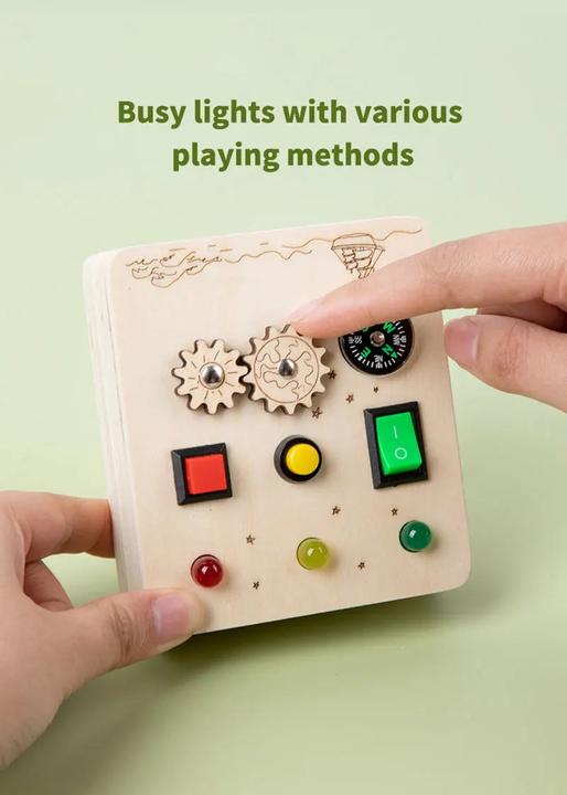 Produktbild Activity Board Busy Board Sensory Spielzeug aus Holz mit LED-Lichtschalter Control Board Travel Aktivitäten Kinder