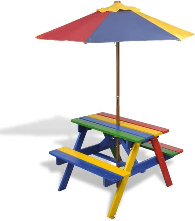 Produktbild VidaXL Kinder-Picknicktisch mit Sonnenschirm