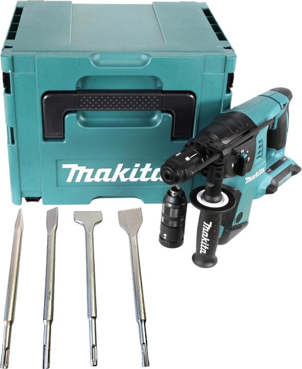 Produktbild Makita DHR 264 ZJ Akku Bohrhammer 36 V ( 2x 18 V ) 3,0 J SDS-Plus + 4 tlg. Meissel Set + Makpac - (Akkubetrieb)