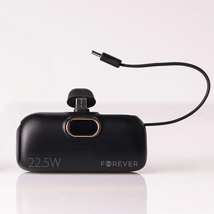 Image du produit Forever mini power bank MTB-100 22.5W 5000 mAh USB C noir (5000 mAh, 79200000 W, 22.50 Wh)