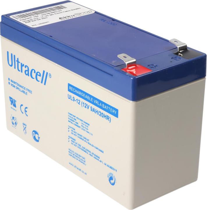 Produktbild Ultracell UL9-12 12V 9Ah 6,3mm Faston Bleiakku AGM Blei Gel Akku (12 V, 9 Ah)