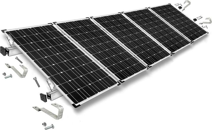 Image du produit Offgridtec Kit de montage avec crochets de toit pour tuiles plates pour le montage de 5 panneaux solaires sur (Matériel de montage du système solaire)