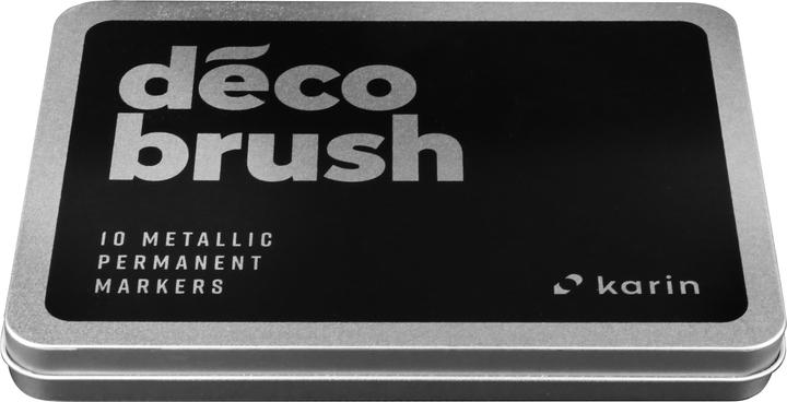 Produktbild Karin Brush Marker Pro Metall Box (Metallic Silver, Metallic Blue, Metallic Red Gold, Metallic Violet, Metallic Light Green, Metallic Black, Metallic Green, Metallic Copper, Metallic Pink, Metallic Gold, 10 x)