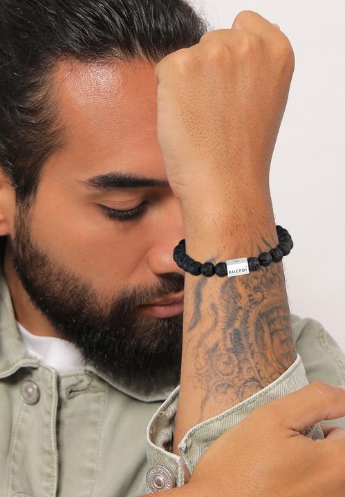 Produktbild Kuzzoi Armband Herren Lava Edelstein Bead Rechteck 925 Silber (19 cm, 925er Silber)