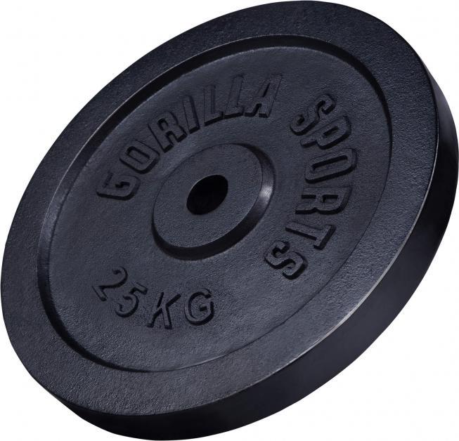 Produktbild Gorilla Sports Hantelscheibe Guss Schwarz 1,25-15 KG (1 x 25 kg)