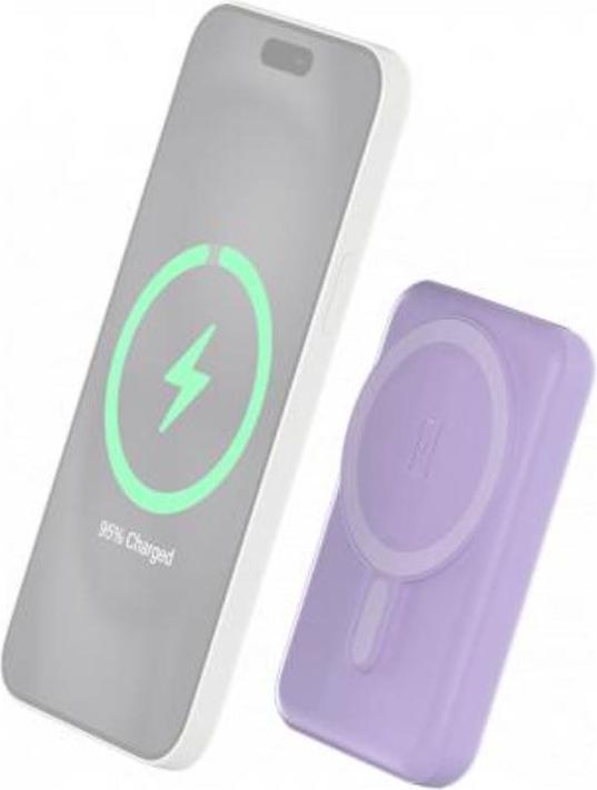Bigben Caricabatterie a induzione Powerbank, compatibile con MagSafe, viola (5000 mAh, 10 W)