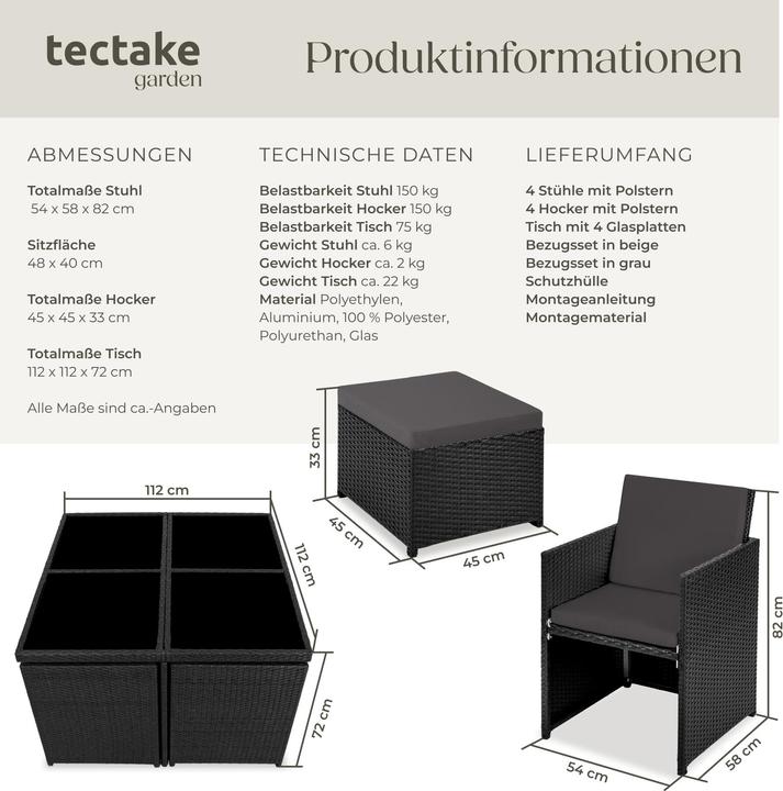 Image du produit tectake Salon de jardin MANHATTAN (100 cm)