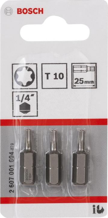 Produktbild Bosch Professional Zubehör Schrauberbit Extra-Hart T10, 25 mm, 3er-Pack (T 10)