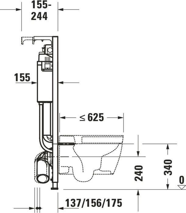 Produktbild Duravit Wand-WC-Element DURASYSTEM 500x1148mm, Hygienespülung, Trockenbau