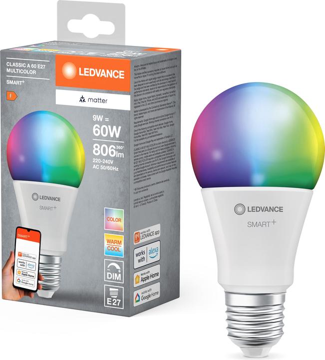 Produktbild Ledvance SMART+ MATTER CLASSIC A MULTICOLOR 9W 827...865 Multicolor E27 (E27, 9 W, 806 lm, 1 x, E)