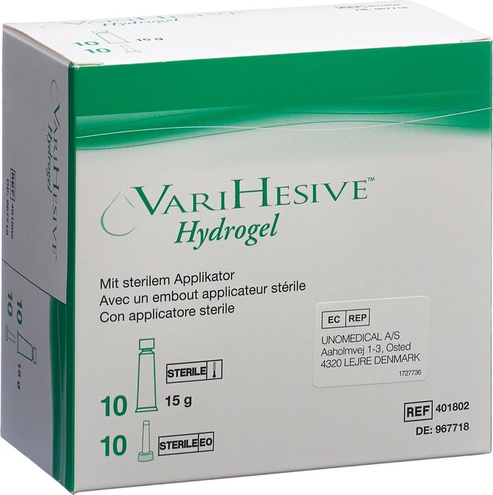 Varihesive Hydrogel mit Applikator steril 10 Tb 15 g (924 ml, Gel)