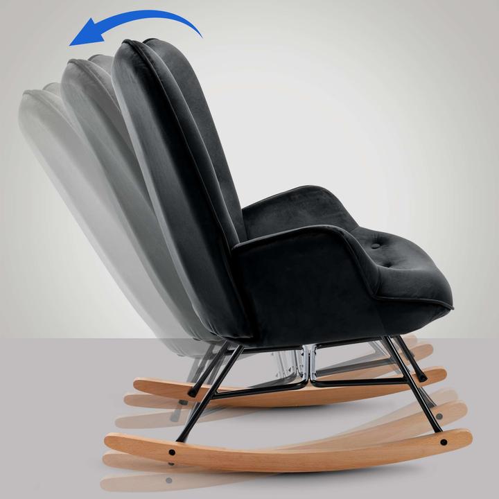 Actual product image CLP Sanka Velvet Rocking Chair, black