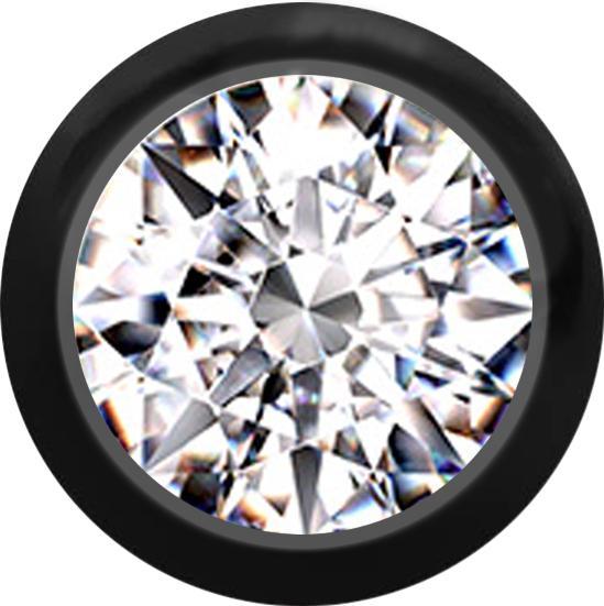 Produktbild Star Piercing Kugel schwarz mit Kristall silber (Chirurgenstahl 316L, ohne Messing)